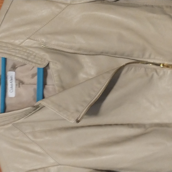 Calvin Klein women's size SP faux leather/cotton jacket with front/sleeve zipper - Picture 10 of 12